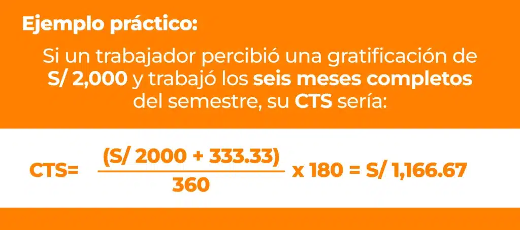 Ejemplo práctico del cálculo de la "Compensación por Tiempo de Servicio" o CTS en Perú.