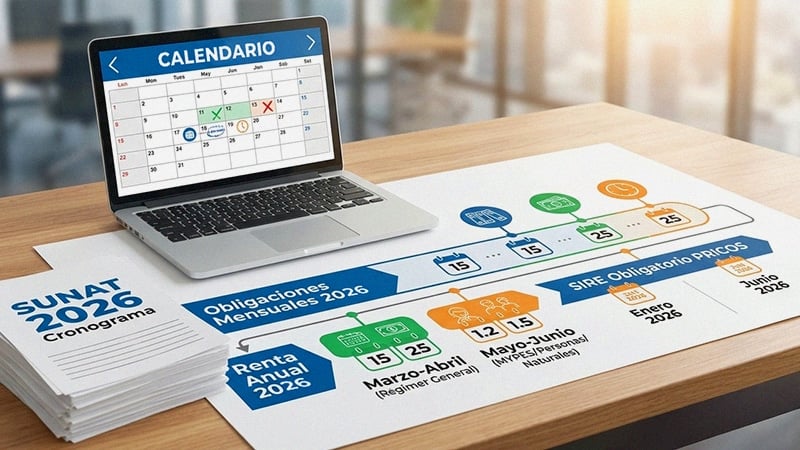 Cronograma SUNAT 2026 Obligaciones Tributarias del Calendario Anual y Mensual